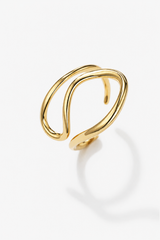 Gold open ring on a white background