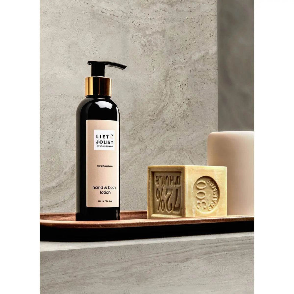 Liet & Joliet Floral Happiness Hand & Body lotion bottle, 200ML, soothing scent.