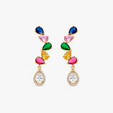 Laigal multicolor zirconia statement earrings with an elegant 18K gold finish