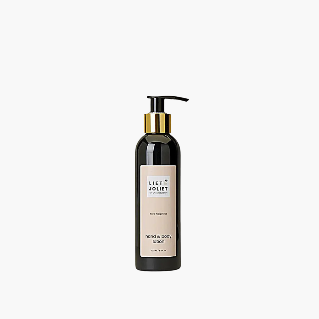 Liet & Joliet Floral Happiness Hand & Body lotion bottle, 200ML, soothing scent.