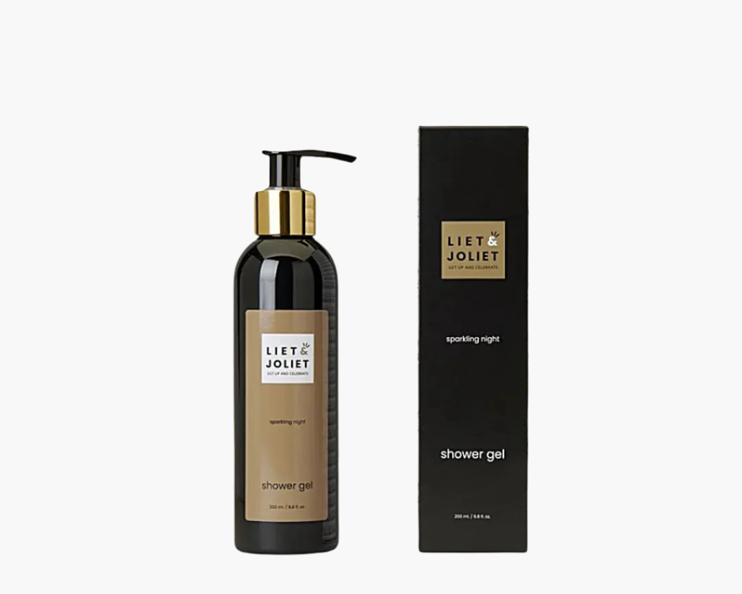 Liet & Joliet Sparkling Night Showergel bottle and packaging, 200ml.