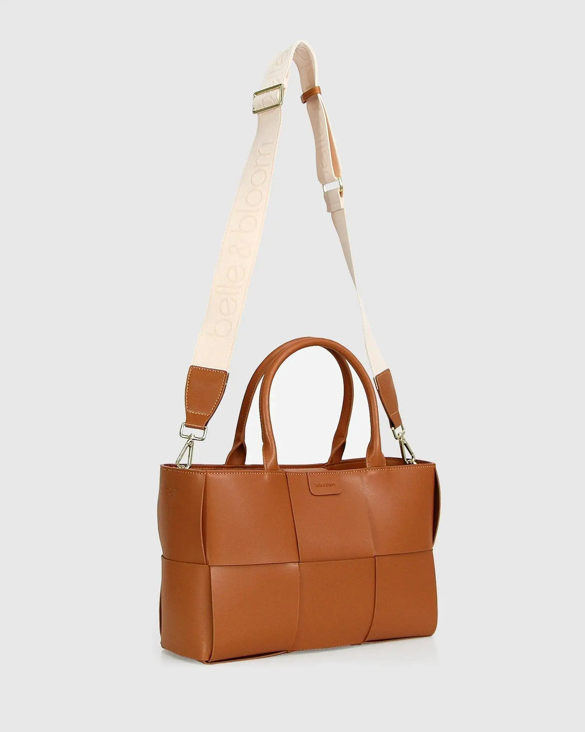 Woven Brown Leather Shopper – product detail view