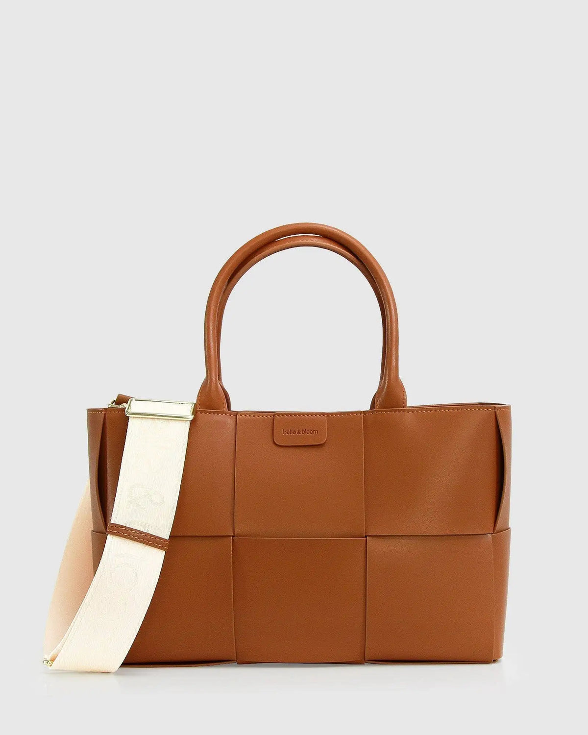 Woven Brown Leather Shopper – product image