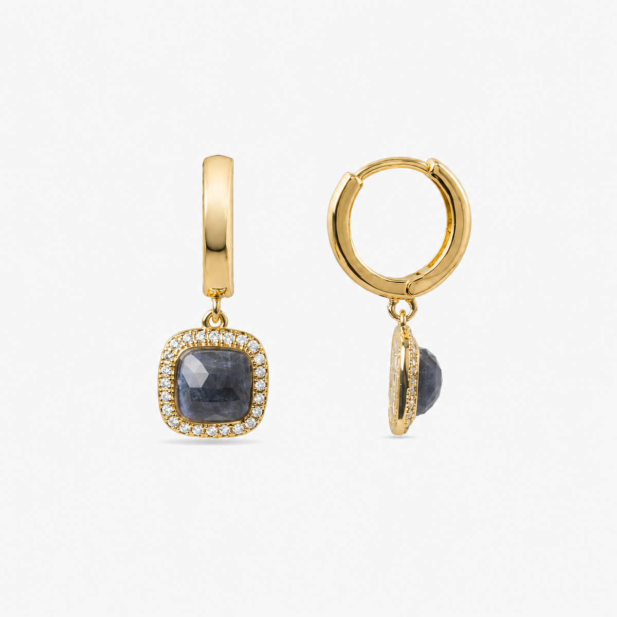  LuxbyLux Liw earrings featuring dark blue crystal with an elegant 18K yellow gold finish