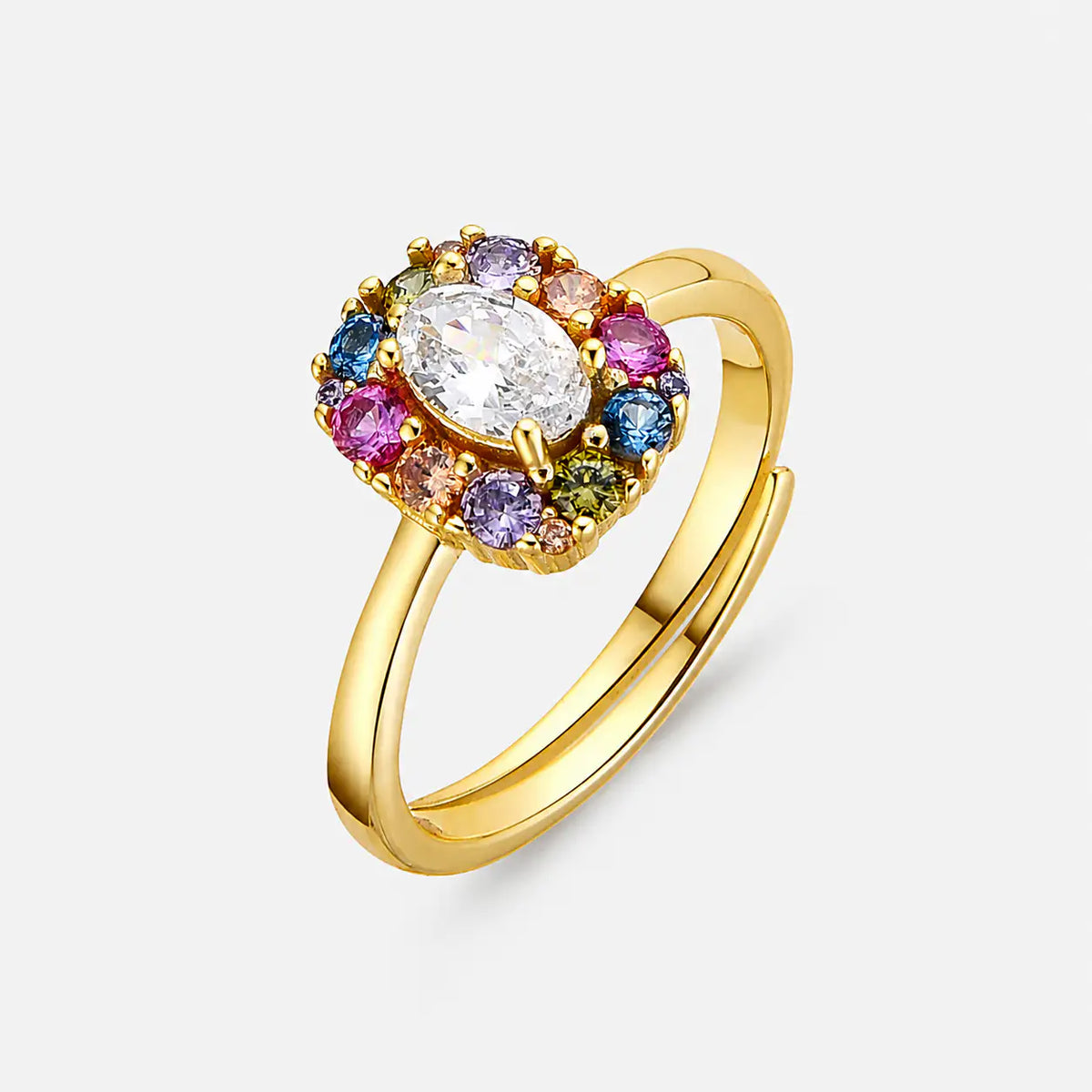LievKaart Luxenter Mezay Ring – 925 Sterling Silver Ring with Multicolor Zirconia