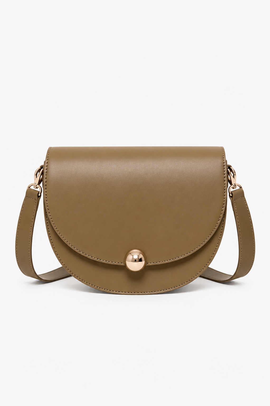 Maradji Noa Bronze Leather Baguette Bag, handmade crescent shoulder bag in bronze leather