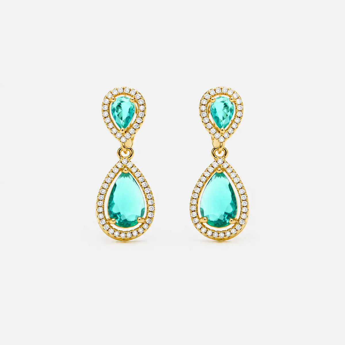 LievKaart Misim Earrings – Hydrothermal Paraíba Green Quartz with 18K Gold Finish