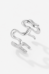 Silver-shaped ring on a white background