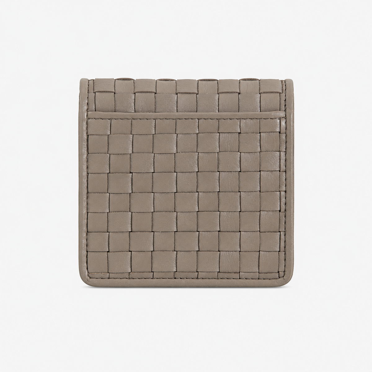 Small taupe leather wallet for women by DuDu®, featuring a stylish braided design and multicolour interior