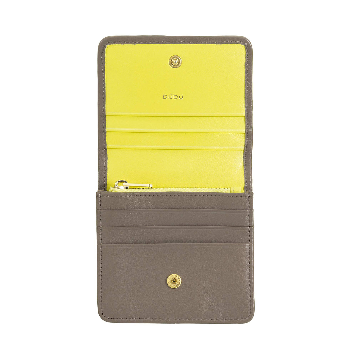 Taupe braided Nappa leather wallet for women, made from soft and durable full-grain calf leather by DuDu®