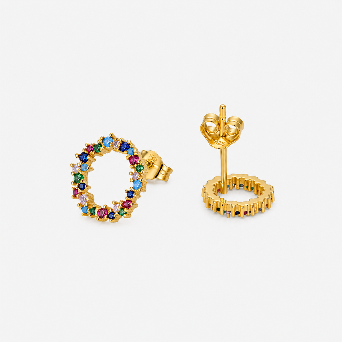 Thilak 18K gold-plated earrings featuring colorful zirconia stones set in sterling silver for sophisticated styling