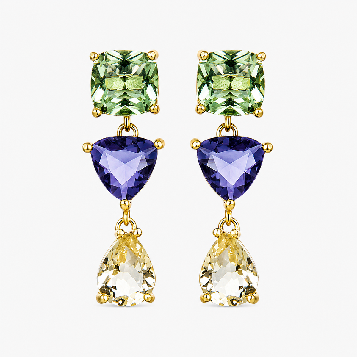 Thyula green earrings crafted from 925 sterling silver with multicolor hydrothermal quartz and an elegant design