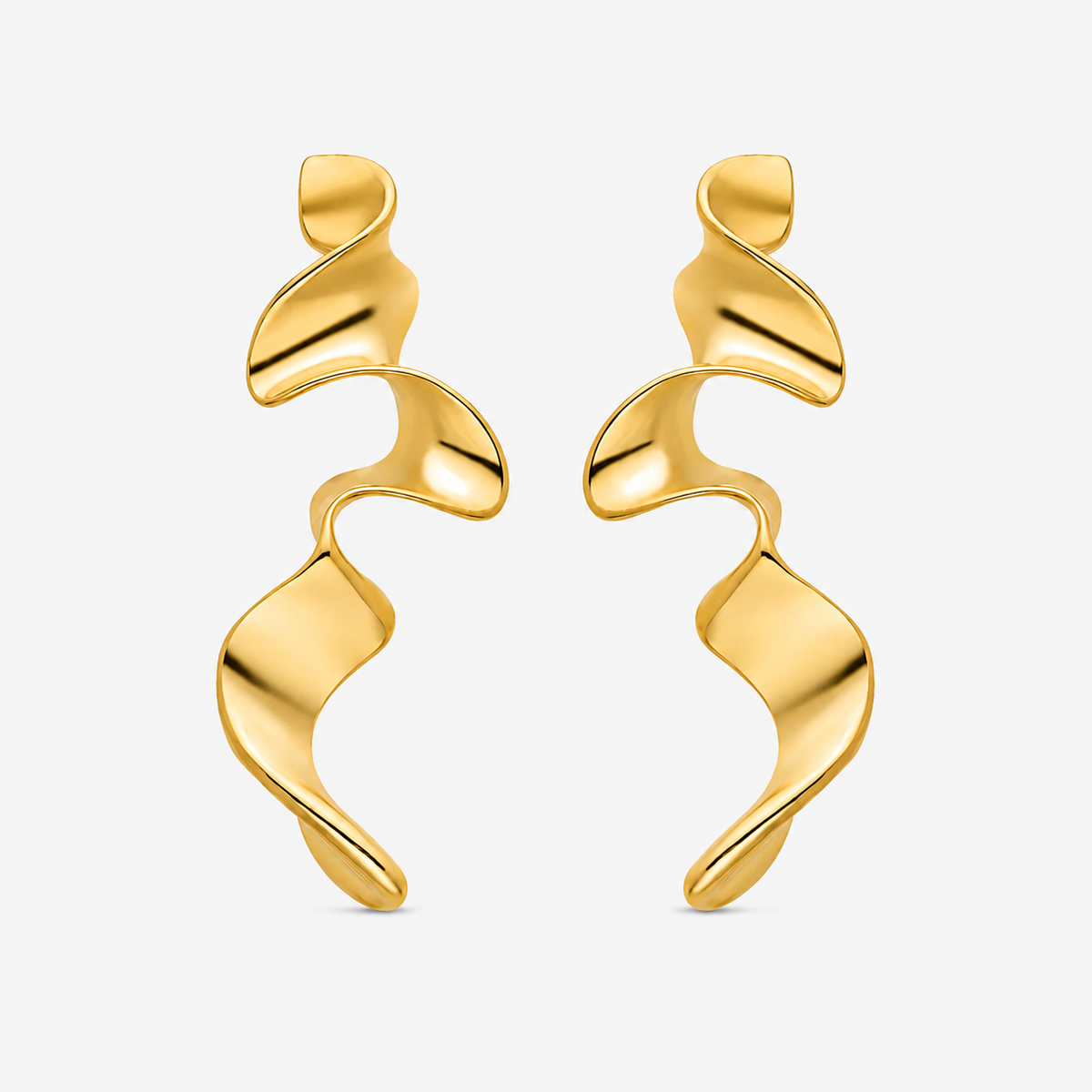 Triye gold earrings featuring an elegant geometric drop design with a contemporary silhouette
