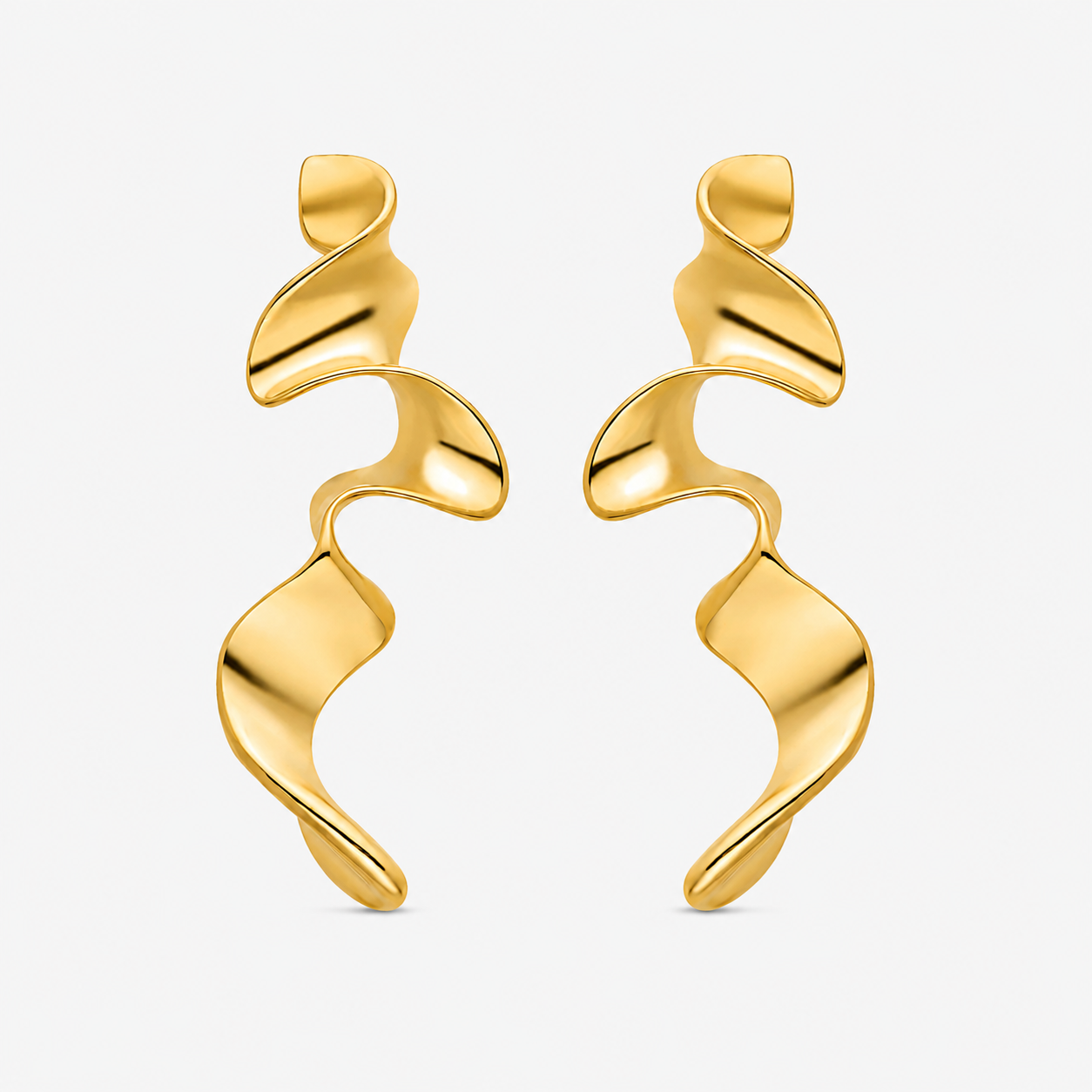 Triye gold earrings featuring an elegant geometric drop design with a contemporary silhouette

