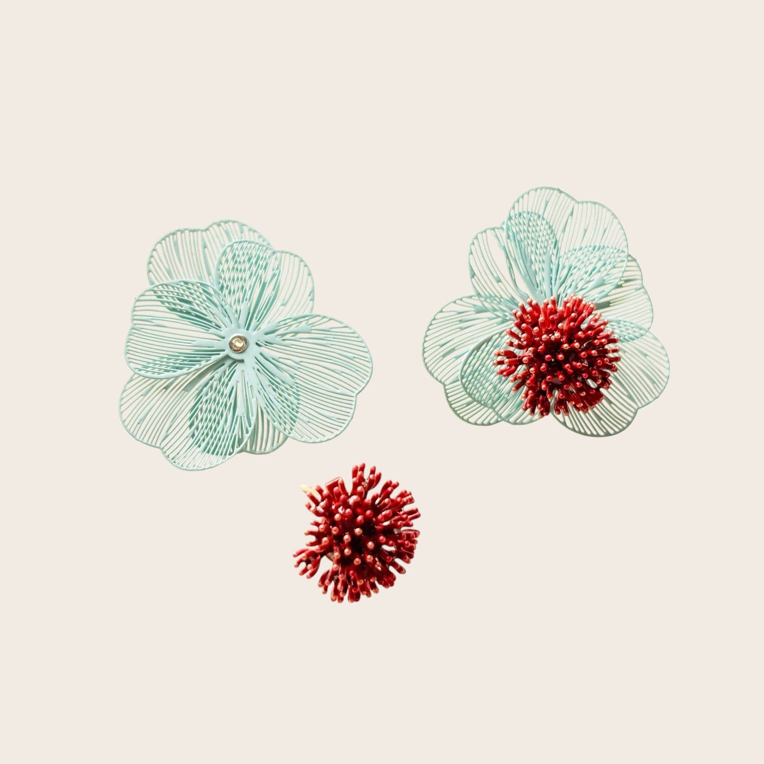 Red Coralina earrings, 2 in 1
