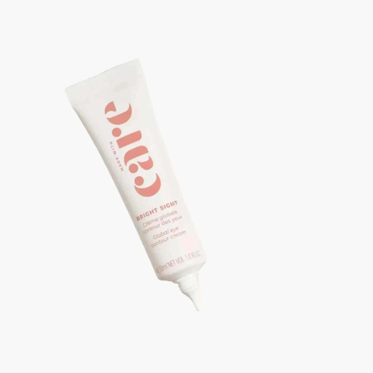 Care - Bright Sight - Eye Contour tube with soft pink and white packaging designed for eye area hydration and rejuvenation